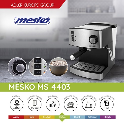 MESKO MS 4403 Pákový kávovar ESPRESSO 5