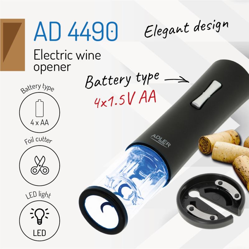 ADLER AD 4490 Elektrická vývrtka na víno 7