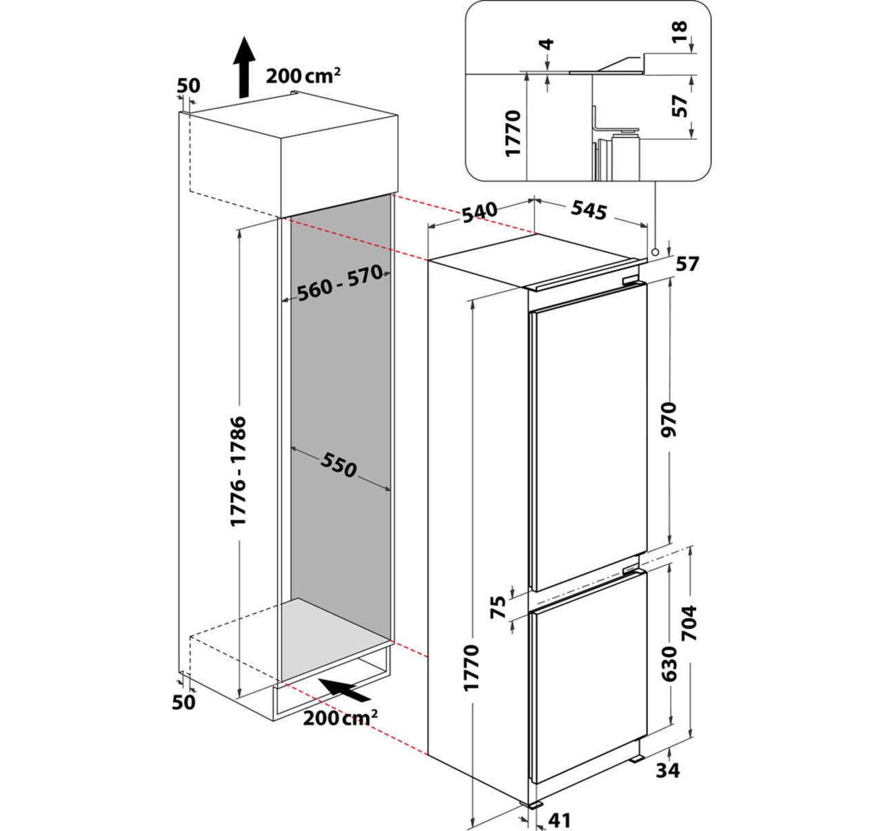 Whirlpool WHC18 T322 vstavaná kombinovaná chladnička 13