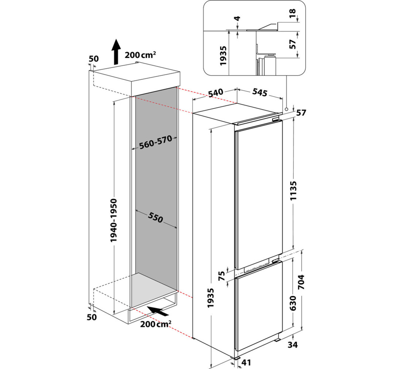 Whirlpool WHC20 T593 vstavaná kombinovaná chladnička 13